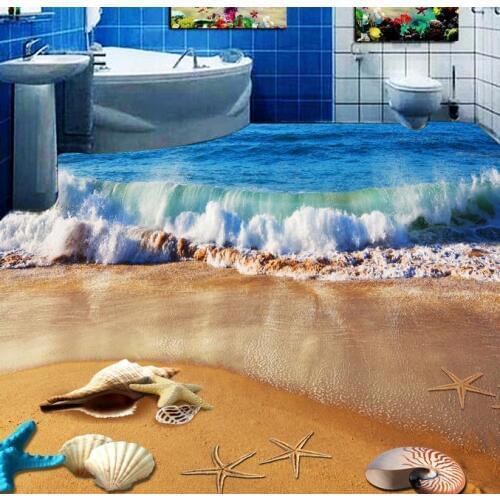3D Flooring European Waves of shells Wallpaper For Walls 3 D Photo Wallpaper For Living room Vinyl flooring adhesives