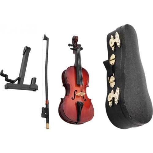 5.5in Wooden Home Decoration Accessories Miniature Cello Replica With Case Instrument Model Miniature Decor Musical Model