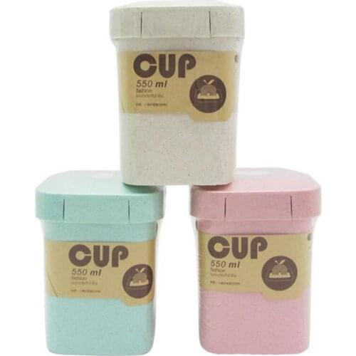 50% Hot sale 550ml Wheat Straw Square Breakfast Porridge Sealed Soup Cup Container Lunch Box