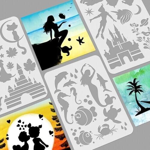 A4 Dreamy Silhouette Oil Painting Stencil DIY Creative Acrylic Painting Hollow Drawing Plastic Sheet Watercolor Painting Tools