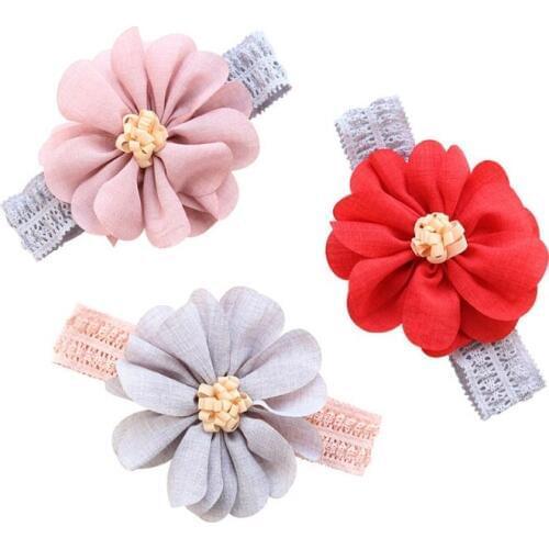 Boutique 15pcs Fashion Cute Floral Headbands Solid Big Flower Hairbands Princess Headwear Hair Accessories Red Pink Grey