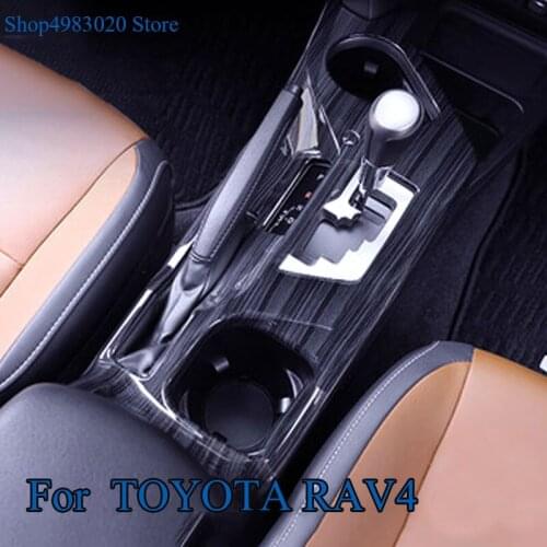 For Toyota RAV4 LHD 2016 2017 2018 Central Overall Gear Shift Box Cover Interior Water Cup Panel Trim ABS Chrome Car Accessories