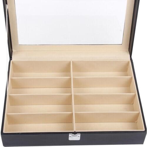 8-Grid Eye Glasses Case Eyewear Sunglasses Display Storage Box Holder Organizer glasses container with Clear Lid