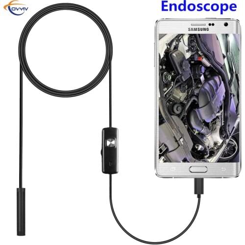 COVYIV 5.5mm 7mm Flexible Endoscope Camera Type-C Micro USB IP67 Waterproof Industrial Endoscope LED Adjustable for Android PC