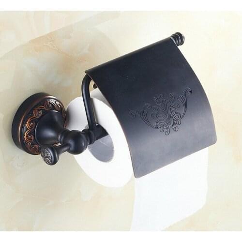 Black Oil Rubbed Brass Carved Art Pattern Wall Mounted Bathroom Toilet Paper Roll Holder Bathroom Accessory mba476
