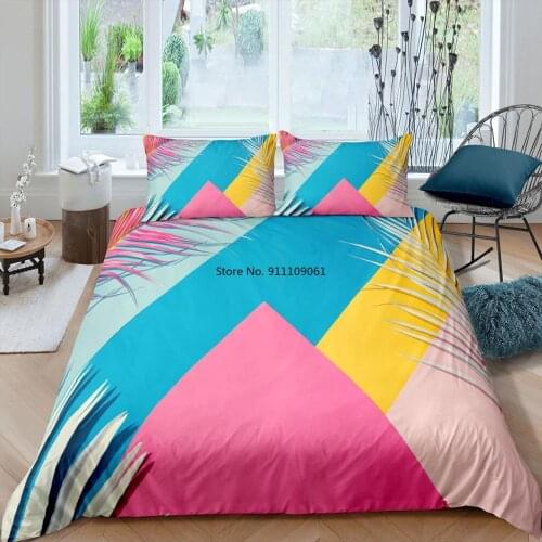 Home Textiles Modern Creative Tropical Leaves Palms 3D Print Bedding Set Nordic Bed with Zipper 2/3pcs Duvet Cover Pillowcase
