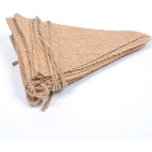 Jute Linen Banner Flags Hanging Color Burlap Triangle Flags DIY Handmade Bunting Pennant Christmas Wedding Party Deco 2set/lot