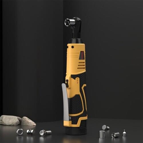 Electric Wrench 3/8" Cordless Ratchet 12V 18V Rechargeable Scaffolding 90N.m Right Angle Wrench Tool with Battery Charger Kit