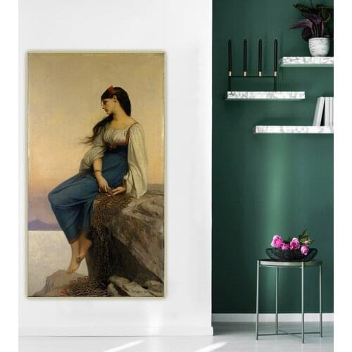 Jules Joseph Lefebvre《Graziella》Canvas Oil Painting Art Aesthetic Poster Picture Wall Hanging Decor Home Living Room Decoration