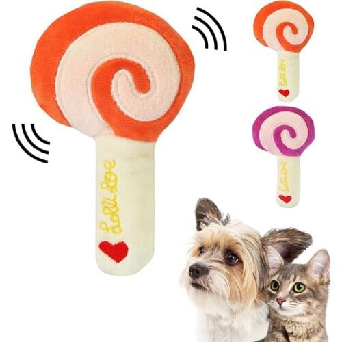 2PCS Pet Toy Lollipop Shape Toy Cute Plush Squeaky Toy Pet Chewing Toy Funny Interactive Toys Training Playing Toys