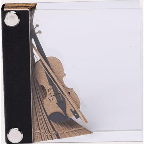 Creative Violin Stereo Model Notes Custom 3D Desk Decoration Message Card Refrigerator Sticker