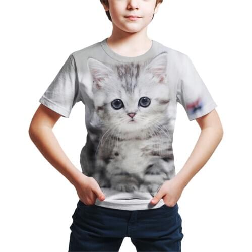 Latest Cat And Dog Animals Cartoon 3D Printing Summer Childrens T-shirt Short Sleeve Boy Girls T-Shirt Tops Fashion Streetwear