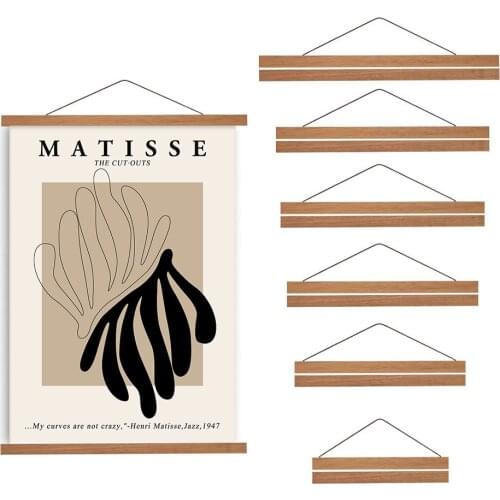 Magnetic DIY Wood Posters Frame Teak Photo Hangers Hanging Kit for Pictures Canvas Prints Artwork Interior Home Decor Many Sizes