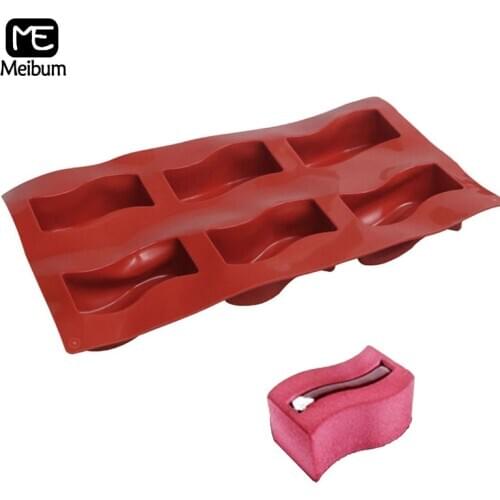 Meibum 6 Cavity Wave Shape Silicone Mold Handmade Mousse Dessert Cake Mould Chocolate Pastry Modle Kitchen Baking Bakeware
