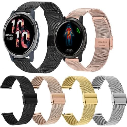 Stainless Steel Metal Strap for Garmin Venu Sq / Venu 2 Luxe Style Watch Band Strap For Garmin Vivoactive 3 Music Vivoactive 4