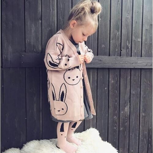 Fashion Baby Girls Cardigans Coat Cartoon Rabbit Boys Sweaters Autumn Winter Kids Jackets Cotton Knitwear For Girls Clothing