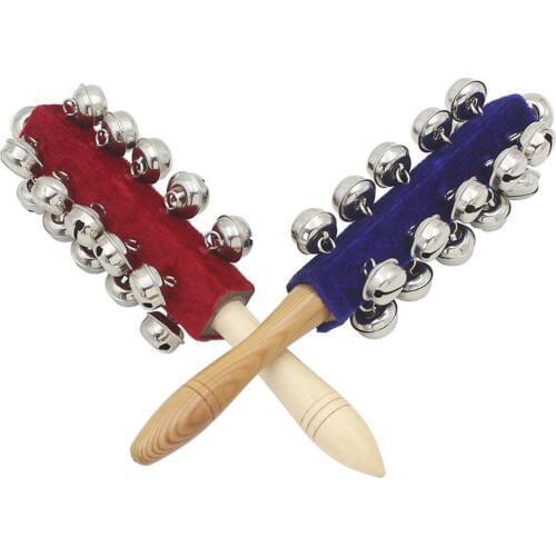 Music Instrument Kids Wooden Handle Jingle Ring Bell Rattle Toy Gift New