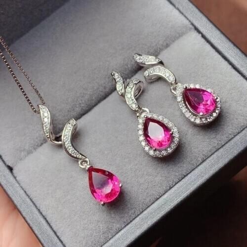 New Coming Luxury 100% Topaz jewelry set Natural Real Topaz 925 sterling silver 1pc pendant,2pcs Earring