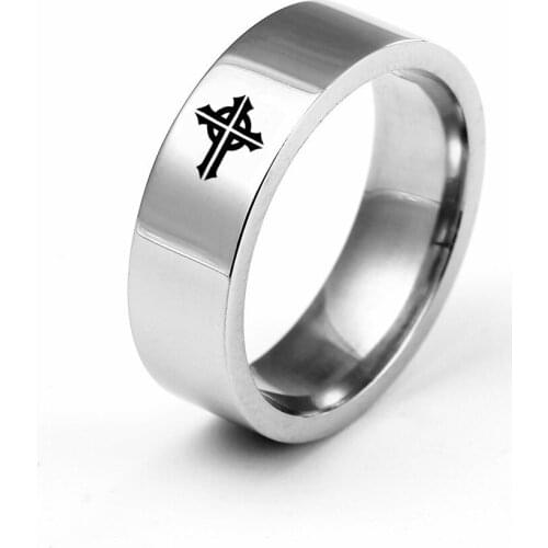 MOREDEAR Charm Design 6mm Stainless Steel Ring For Men and Women The Cross Band Ring