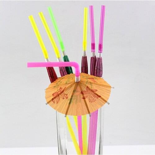 1000pcs Craft straws party supplies fluorescent umbrella party One-off disposable features Handicraft Pipette