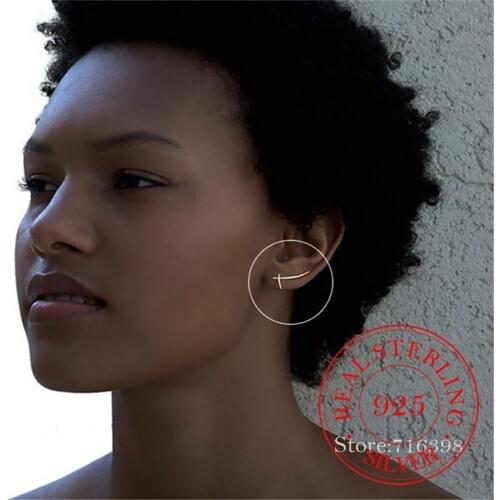 925 Sterling Silver Simple Cross Stud Earrings For Women Kids Female Wedding Fashion Jewelry eh1356