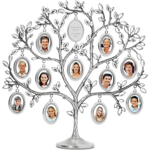 Frames Photo Frame Family Tree With 12 Picture Frames Silver Plated Classic Aluminum Photo Frames For Table Desktop Decoration