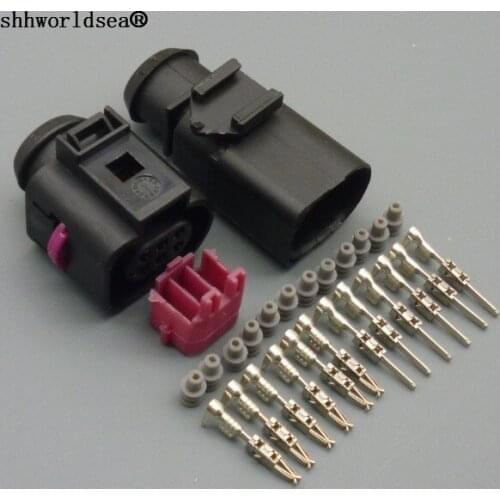 Shhwolrdsea 1 sets 6 Pin female male 3B0973813 1J0973713 1.5mm Auto Temp sensor plug waterproof connector car