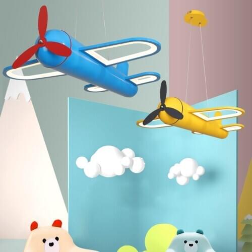 Modern color small aircraft chandelier creative Childrens fun kindergarten bedroom dining room boys room cute cartoon LED light