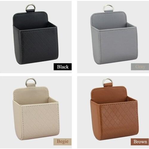 Car Storage Bag Air Vent Dashboard Tidy Hanging Leather Organizer Box Glasses Phone Holder Storage Organizer Car Accessories