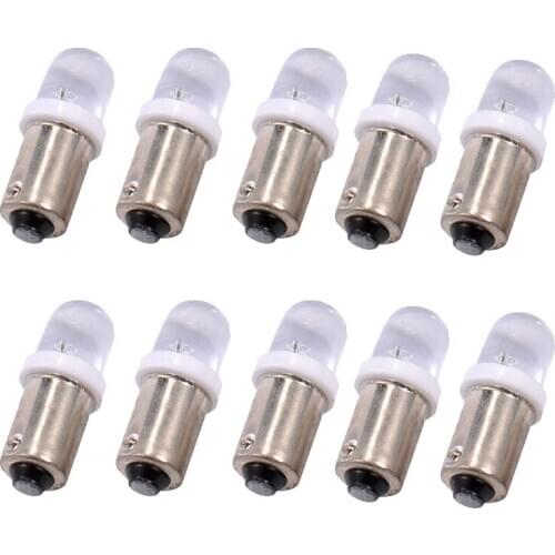 10pcs BA9S LED 1SMD License Plate Lights White 12V Car LED Instrument Light LED Bulb Round Head