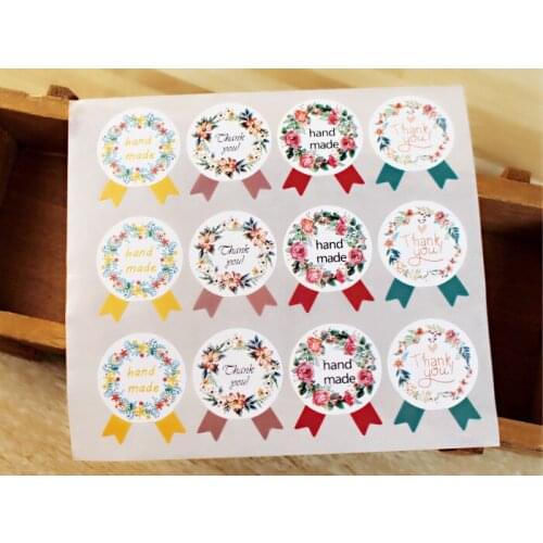 Ynaayu 60pcs/set Handmade Sticker Paper Sticker For Pudding Cups Paper Packaging Label For Cookie Gift Sealing Stickers