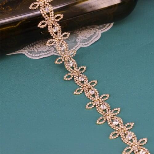1 Yard Costume Applique Crystal Clear Rhinestone Chain Trims Sew On Rhinestone Wedding Belt Headband Cake Decorations