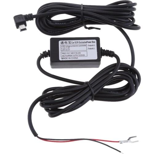 12/24V to 5V Durable Car Dash Cam Hardwire Kits Power Adapters Inverter Mini USB Right Bend Head Free Shipping