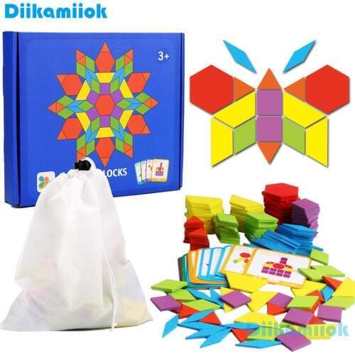 155pcs/set Wooden Jigsaw Puzzle Board Set Colorful Baby Montessori Educational Wooden Toy for Children Learning Developing Toys