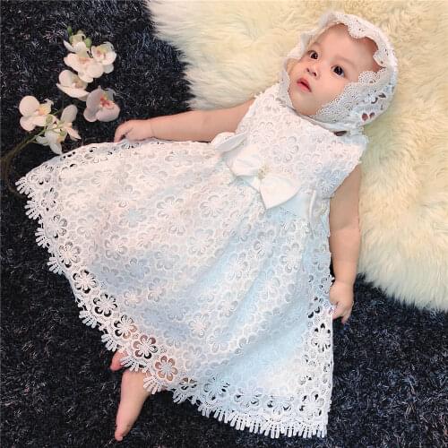Neonatal 2020 Summer Baby Girl Dress for 6M 12M 18M 24M Infants Kids One Years Birthday Dresses Lace Sleeveless Party Princess