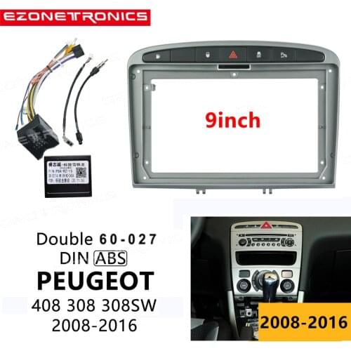 2/1Din Car no DVD only Frame Audio Fitting Adaptor Dash Trim Facia Panel 9inch For PEUGEOT 308 2008-2013 Double Din Radio Player