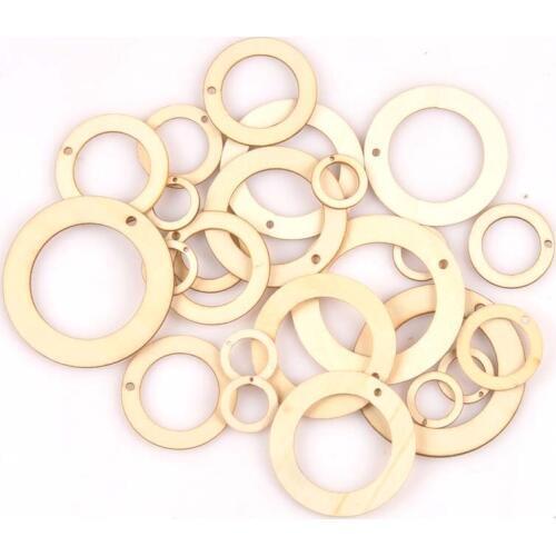 Wooden circle/ring pendants Arts Scrapbooking ornament Crafts DIY Round handicraft Decoration 20/30/40/50/60mm mt2594
