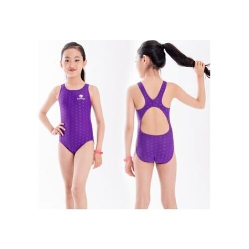 Kids One Piece Triangle Professional WaterProof SharkSkin Swimsuit Bodysuit Girl Racing Push Up Backless Bathing Surf SwimWear