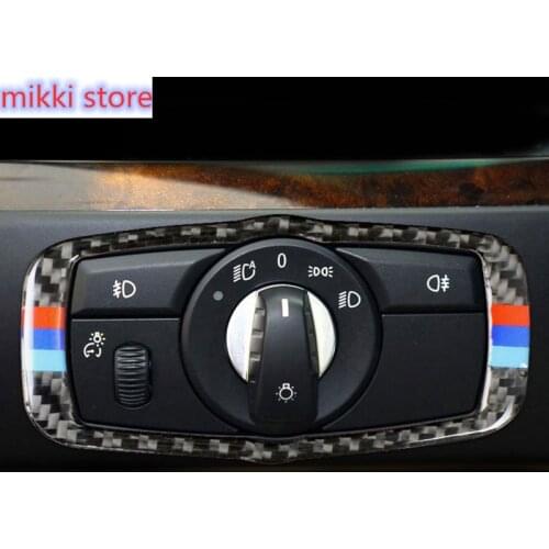 For BMW E70 E71 Interior Carbon Fiber Headlight Switch Buttons Frame Cover Trim Car Styling Stickers X5 X6 Auto Accessories