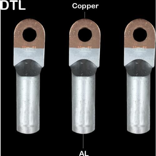 DTL-10 DTL-16 DTL-25 Power Cable Wire Lug Copper Aluminum CU AL Bimetal Connecting Tube Sleeve Joint Connector Crimp Terminal