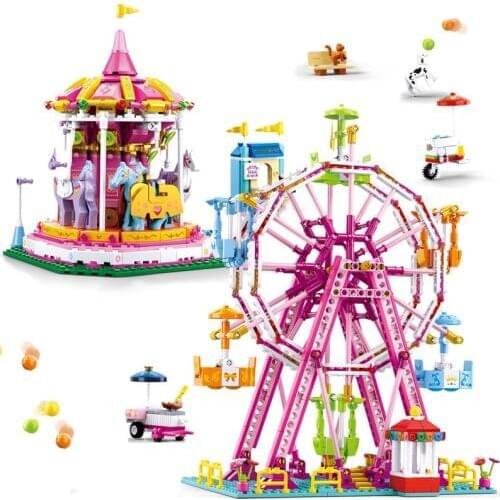 Playground Ferris Wheel Building Blocks Toy City Girls Friends DIY Figures Brick Model Playmobil Toy