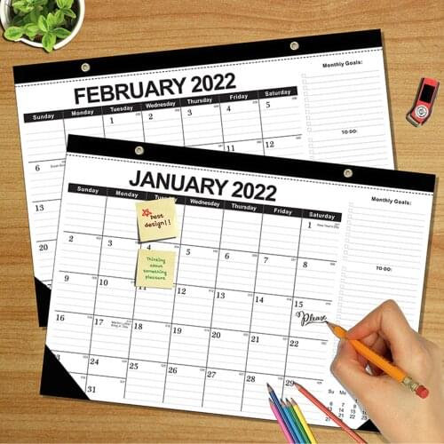 July.2021 to Dec.2022 Calendar Monthly Wall Hanging Calendar Planner with Stickers Lanyard for Home Office School Supplies