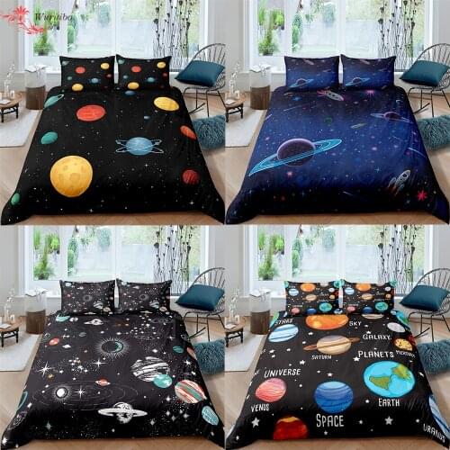 Galaxy Duvet Cover Queen King Twin Bed Set Adult Kids Bedding Set Outer Space Comforter Cover Sky Light Bedclothes Bed Cover Set