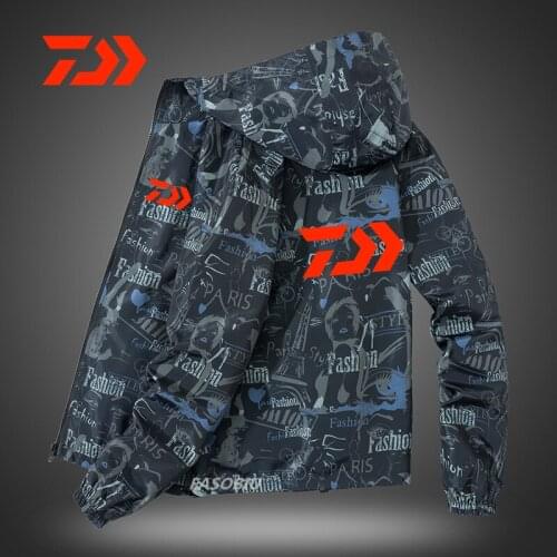 Daiwa Mens Fishing Jackets Spring Men Casual Windbreaker Camouflage Clothing Slim Hip Hop Bomber Cycling Hiking Fishing Clothes