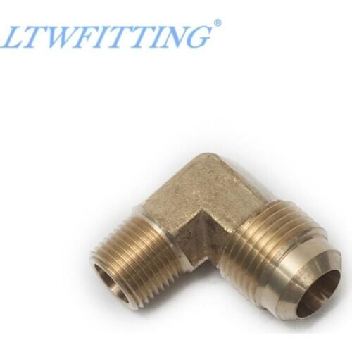 LTWFITTING Brass 5/8" OD x 3/8" Male NPT 45 Degree Flare 90 Degree Elbow Tube Fitting