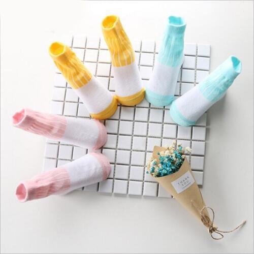 Cute Anti-Slip Candy color Kids Socks Cotton stripe Baby Kid short Socks breathable toddler Girls Socks summer