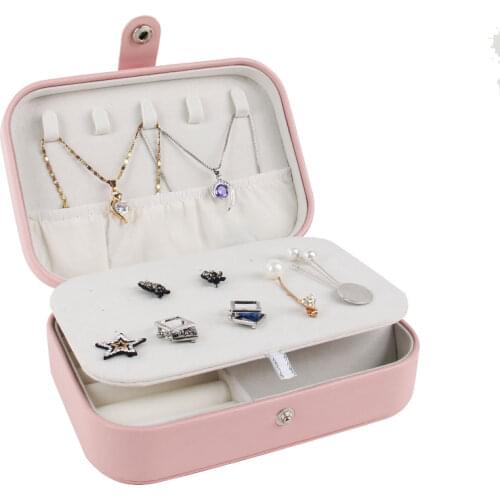 Korean Style Fresh And Simple Girl Earrings Plate Jewelry Box Protable Leather Earrings Ring Multi-function Jewelry Storage Box