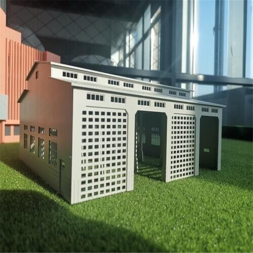 1/87 Train Station Building Scene Model Hard Plastic Materials Assembly Model Plain Factory Warehouse For Diorama Design