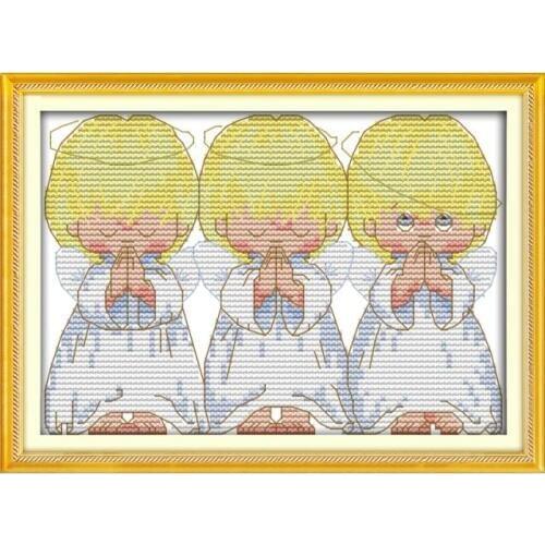 Prayer Little Angel Cross Stitch Manual DIY Line Embroidery Mini Angel Baby Pictures Dmc 11ct 14ct Printed Canvas Needlework Set