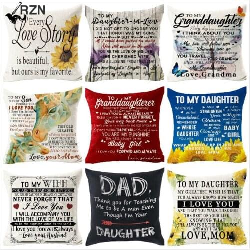 Proud of You My Son Sweet Little Big Man Cotton Linen Pillowcase Couch Pillow Cover Square Decorative Pillow for Family Birthday